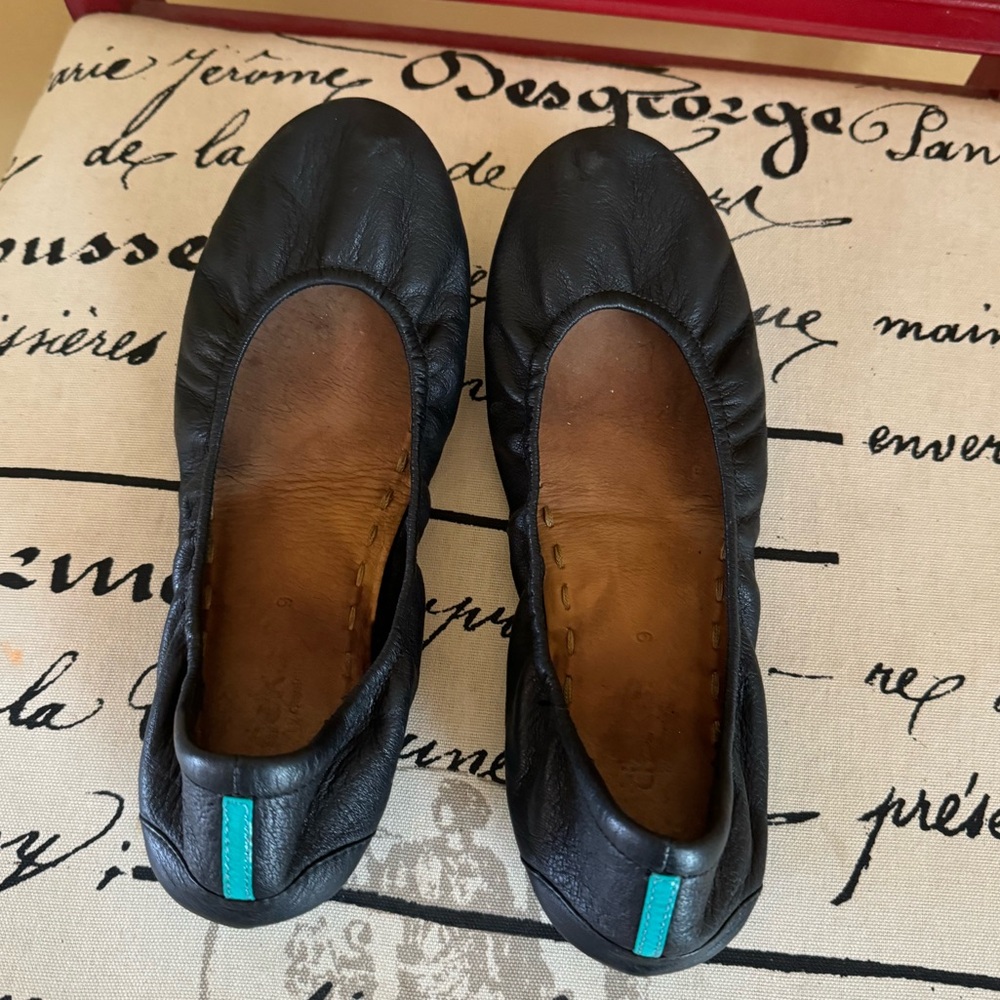 Tieks Black Leather Ballet Flats Size 9